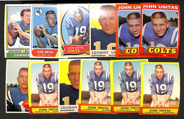Lot of 12 Johnny Unitas Topps Cards w. 2 - 1959 Cards