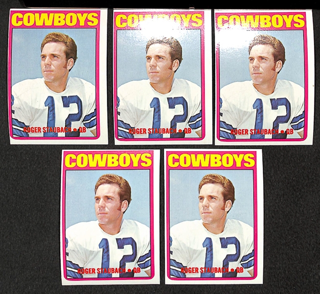 Lot of 5 1972 Roger Staubach Rookie Cards