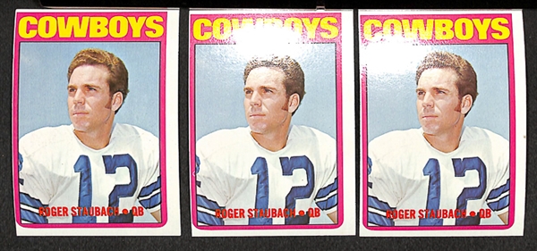 Lot of 5 1972 Roger Staubach Rookie Cards