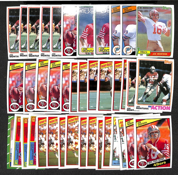 Lot of 40 Joe Montana & Dan Marino Topps Cards Including Rookie Cards
