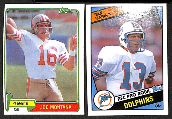 Lot of 40 Joe Montana & Dan Marino Topps Cards Including Rookie Cards