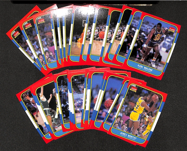 Lot of 30 1986 Fleer Basketball Cards w. 2 - Karl Malone Rookie Cards