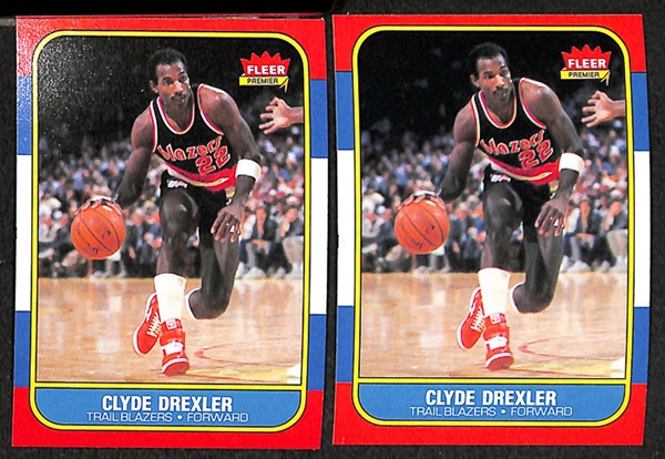 Lot of 30 1986 Fleer Basketball Cards w. 2 - Karl Malone Rookie Cards