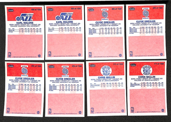 Lot of 30 1986 Fleer Basketball Cards w. 2 - Karl Malone Rookie Cards