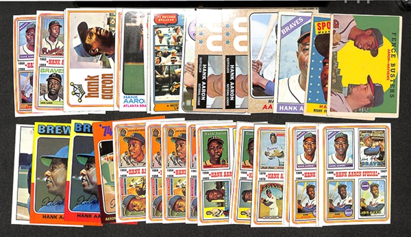 Lot of 40 Hank Aaron Cards From 1958-1976
