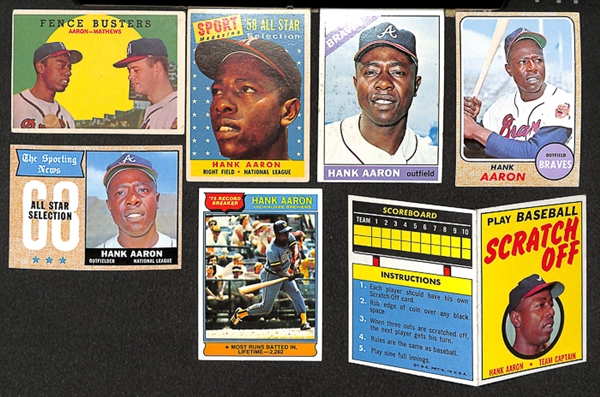 Lot of 40 Hank Aaron Cards From 1958-1976