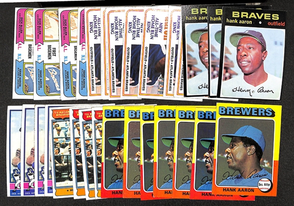 Lot of 31 Topps Hank Aaron Cards From 1971 to 1976
