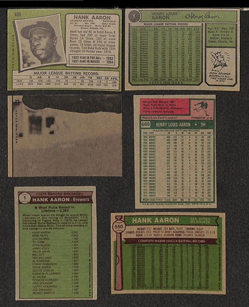 Lot of 31 Topps Hank Aaron Cards From 1971 to 1976