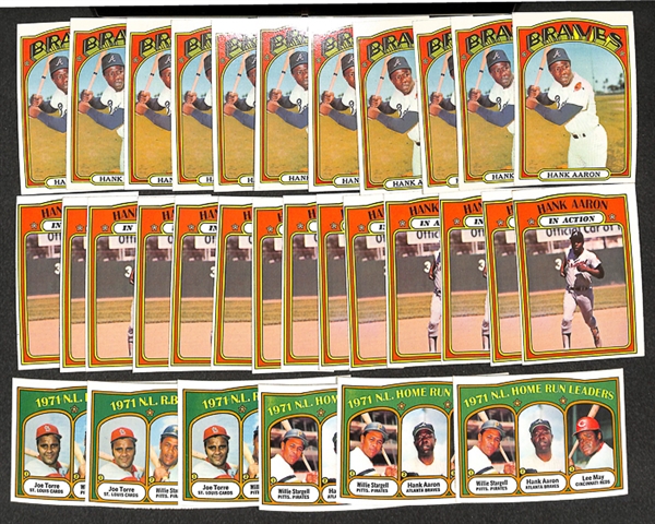 Lot of 31 Hank Aaron Cards from 1972 Topps