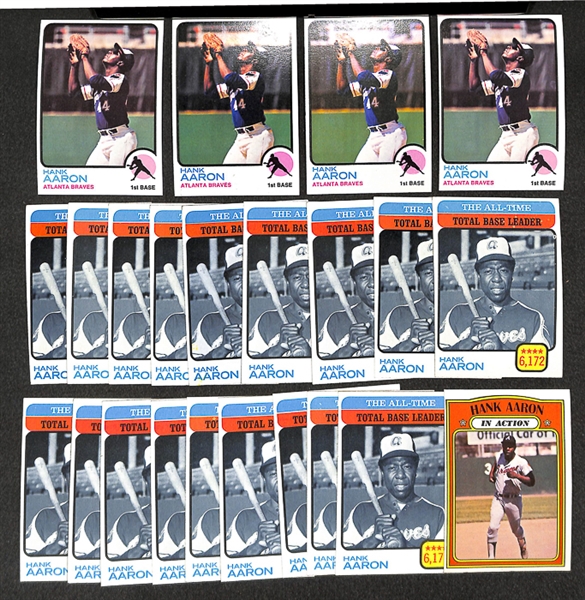 Lot of 25 Hank Aaron Cards From 1972 and 1973 Topps