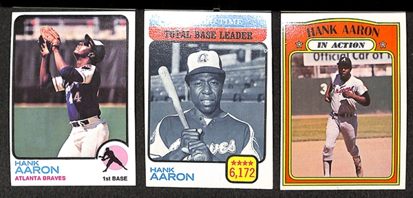 Lot of 25 Hank Aaron Cards From 1972 and 1973 Topps