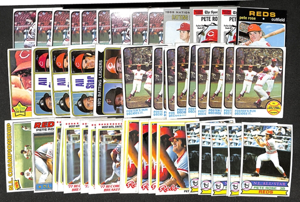 Lot of 54 Pete Rose Topps Cards from 1970 to 1973