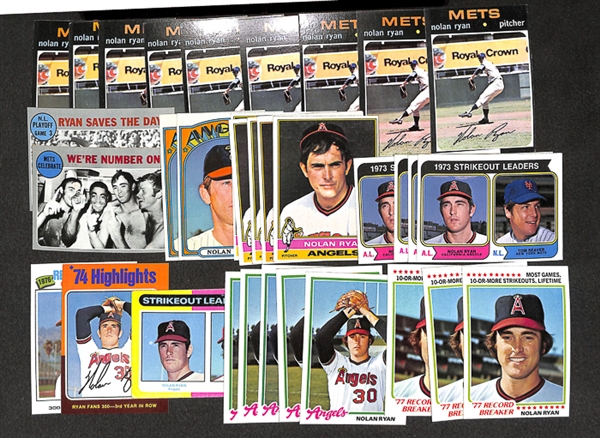 Lot of 34 Nolan Ryan 1970s Topps Cards Inc. (10) 1971 and (2) 1972