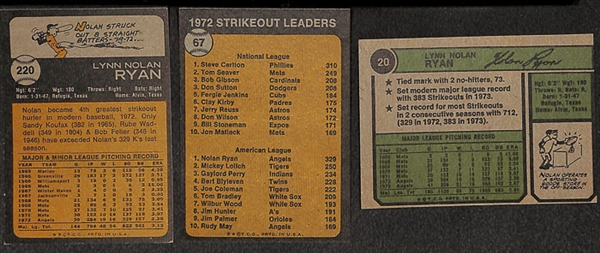 Lot of 39 Nolan Ryan Cards from 1973 and 1974