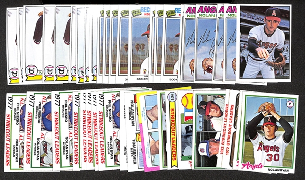 Lot of 47 Nolan Ryan Topps Cards - From 1973 to 1979