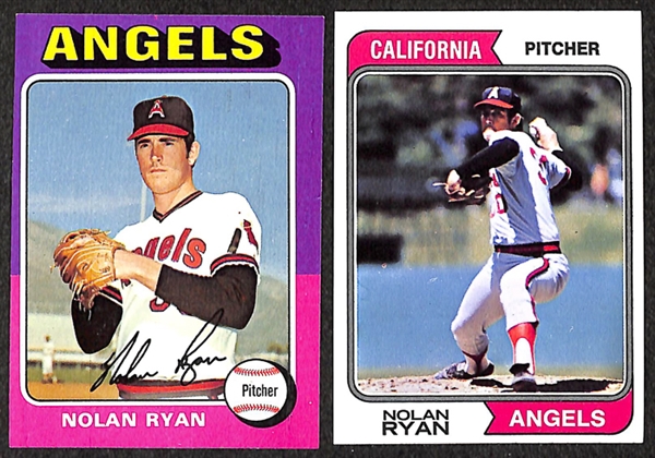 Lot of 21 Nolan Ryan Topps Card Inc. (6) 1974 and (15) 1975