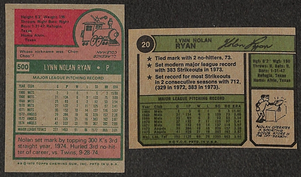 Lot of 21 Nolan Ryan Topps Card Inc. (6) 1974 and (15) 1975