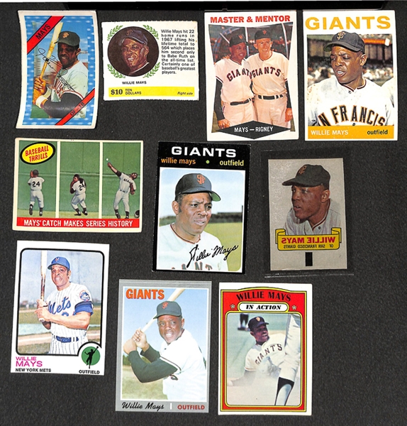 Lot of 15 Willie Mays Baseball Cards from 1959-1973