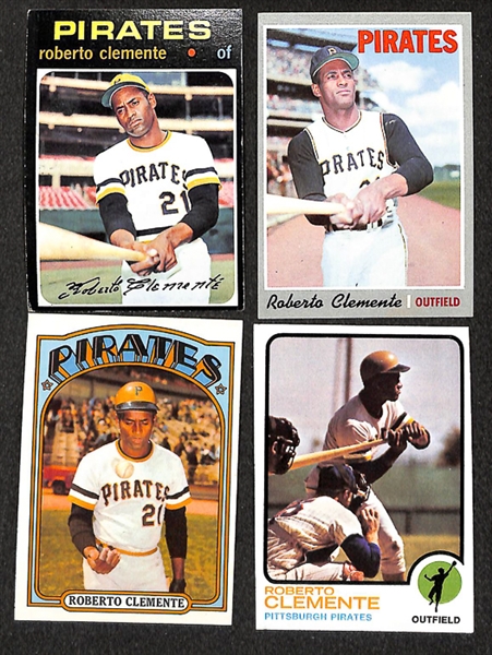 Lot of 12 Roberto Clemente Topps Cards from 1970 to 1973