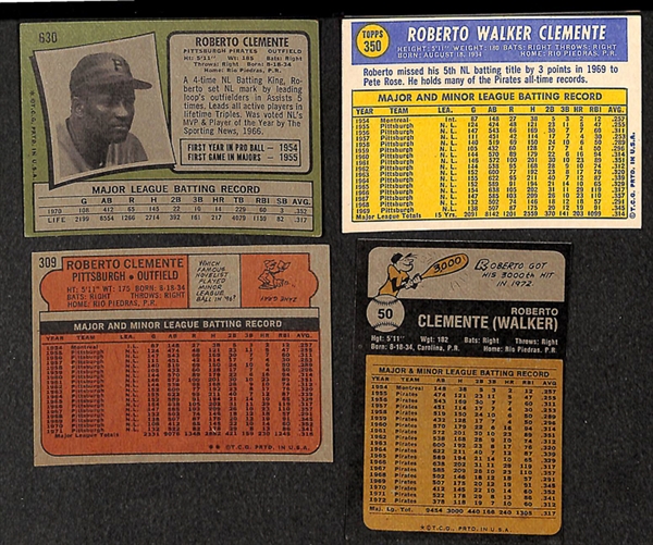 Lot of 12 Roberto Clemente Topps Cards from 1970 to 1973