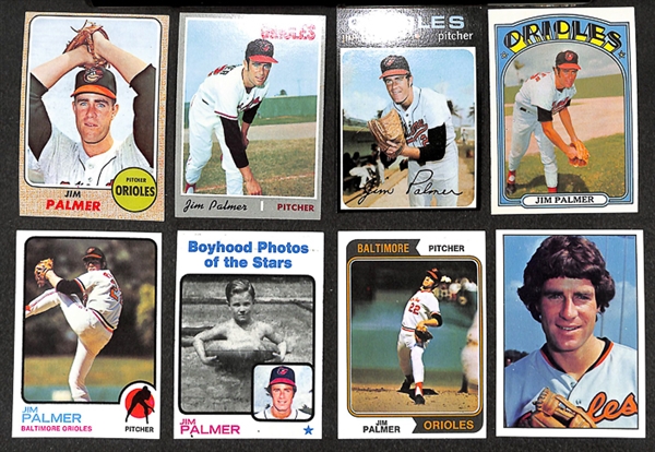 Lot of 113 Jim Palmer Topps Baseball Cards from 1968-1979