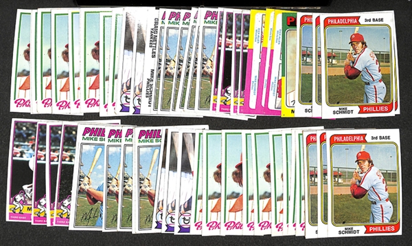 Lot of 63 Mike Schmidt Topps Baseball Cards from 1974-1979