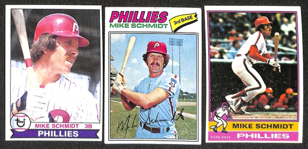Lot of 63 Mike Schmidt Topps Baseball Cards from 1974-1979