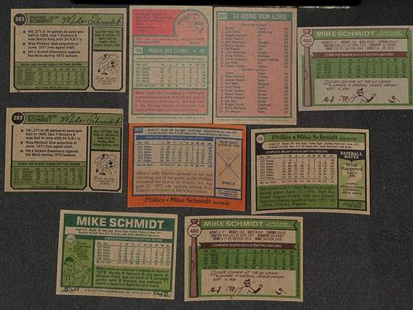 Lot of 63 Mike Schmidt Topps Baseball Cards from 1974-1979