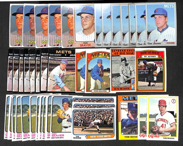 Lot of 42 - Tom Seaver Topps Baseball Cards from 1968-1978