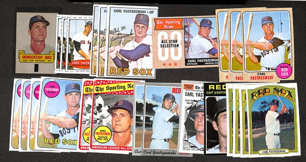 Lot of 25 Carl Yastrzemski Baseball Cards w. 3 - 1971 Bazooka