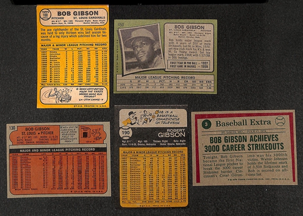 Lot of 33 Bob Gibson Topps Baseball Cards from 1968-1975
