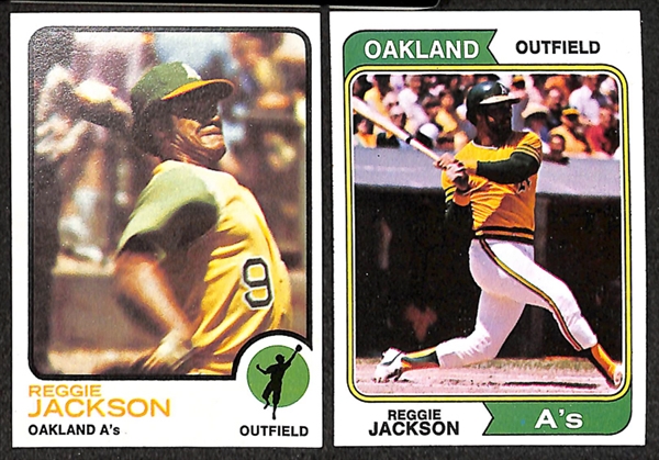 Lot of 50 Reggie Jackson Topps Baseball Cards from 1972-1978