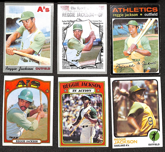 Lot of 25 Reggie Jackson Topps Baseball Cards from 1970 - 1973