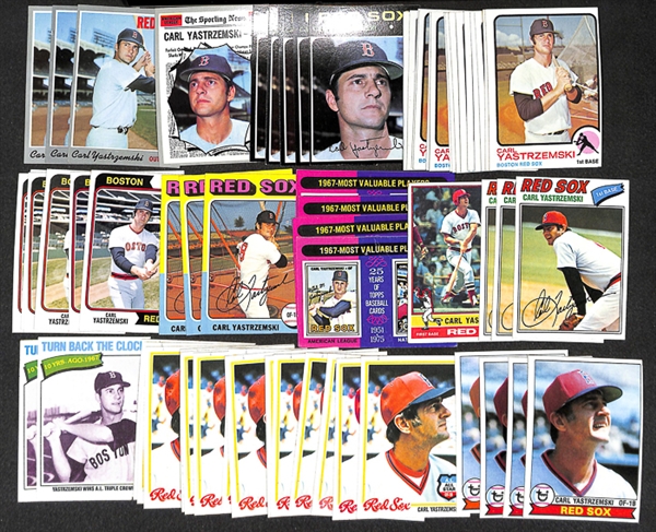 Lot of 61 Carl Yastrzemski Topps Baseball Cards from 1970-1979