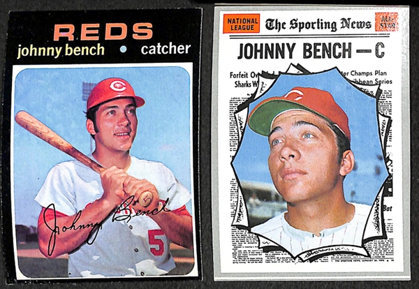 Lot of 88 Johnny Bench Topps Baseball Cards from 1970-1977