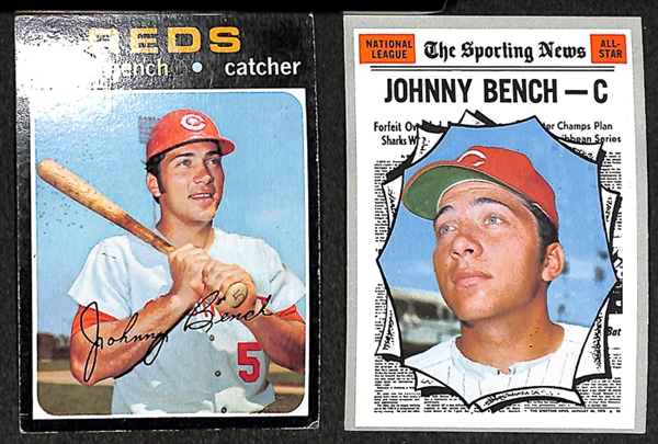 Lot of 88 Johnny Bench Topps Baseball Cards from 1970-1977