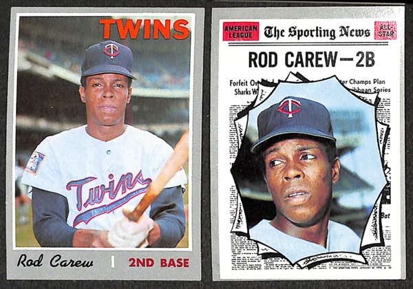 Lot of 77 Rod Carew Topps Baseball Cards from 1970-1978