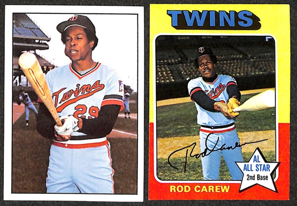 Lot of 77 Rod Carew Topps Baseball Cards from 1970-1978
