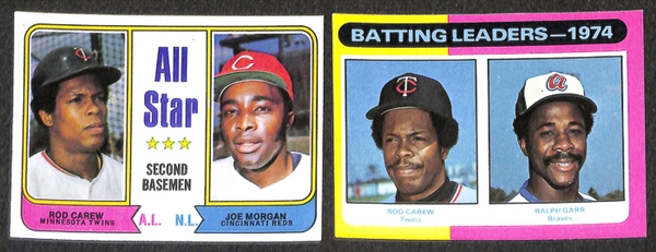 Lot of 77 Rod Carew Topps Baseball Cards from 1970-1978
