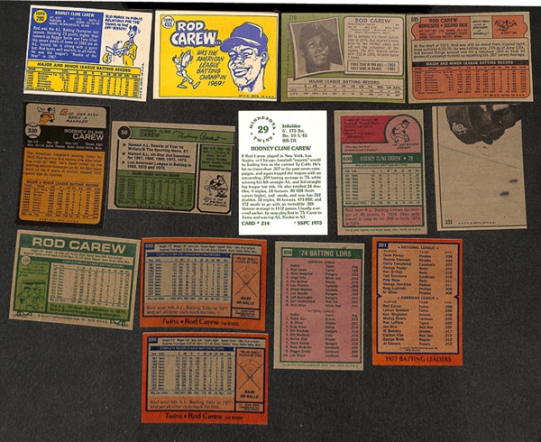 Lot of 77 Rod Carew Topps Baseball Cards from 1970-1978