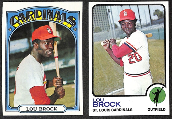 Lot of 82 Lou Brock Topps Baseball Cards from 1972-1978