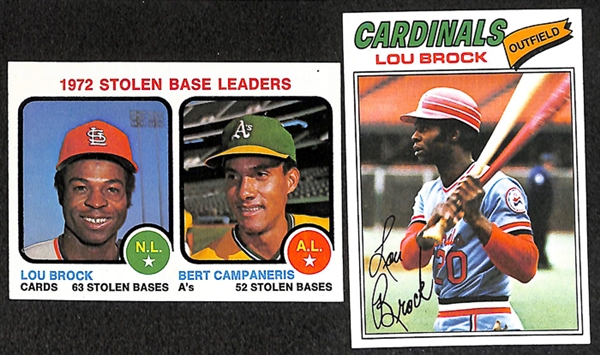 Lot of 82 Lou Brock Topps Baseball Cards from 1972-1978