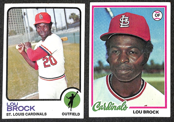 Lot of 82 Lou Brock Topps Baseball Cards from 1972-1978