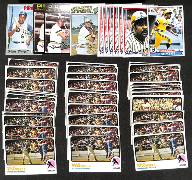Lot of 46 Willie Stargell Topps Baseball Cards from 1970-1979