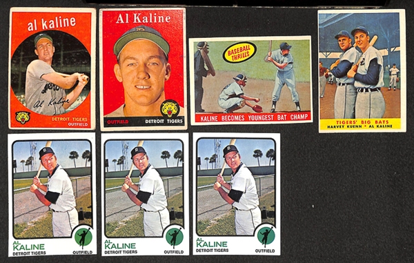 Lot of 54 Al Kaline Baseball Cards from 1958-1974