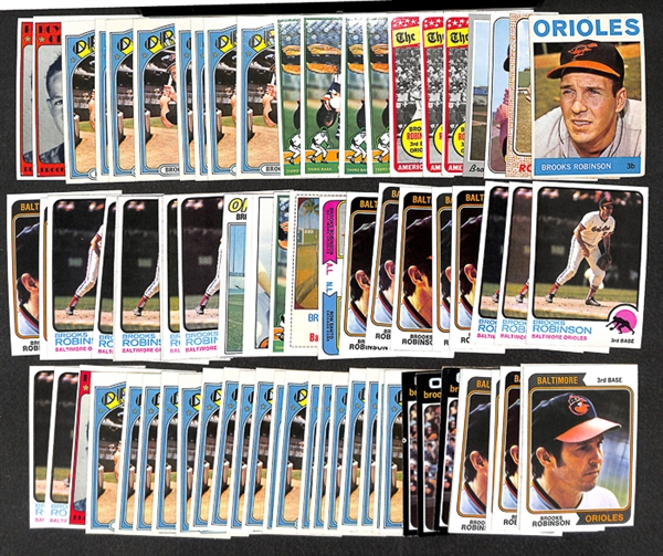 Lot of 79 Brooks Robinson Baseball Cards from 1964-1978