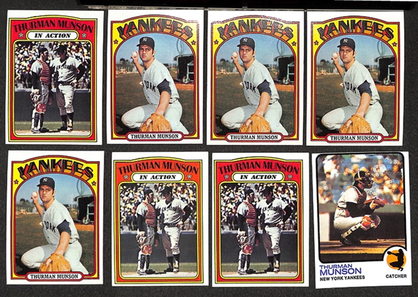 Lot of 48 Thurmon Munson Baseball Cards from 1972-1979