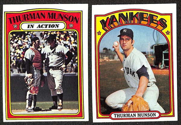 Lot of 48 Thurmon Munson Baseball Cards from 1972-1979