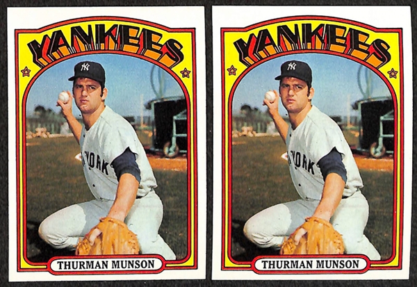 Lot of 48 Thurmon Munson Baseball Cards from 1972-1979