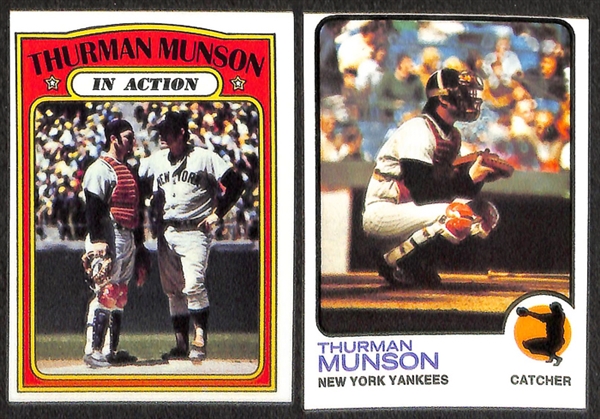 Lot of 48 Thurmon Munson Baseball Cards from 1972-1979